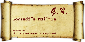 Gorzsás Mária névjegykártya